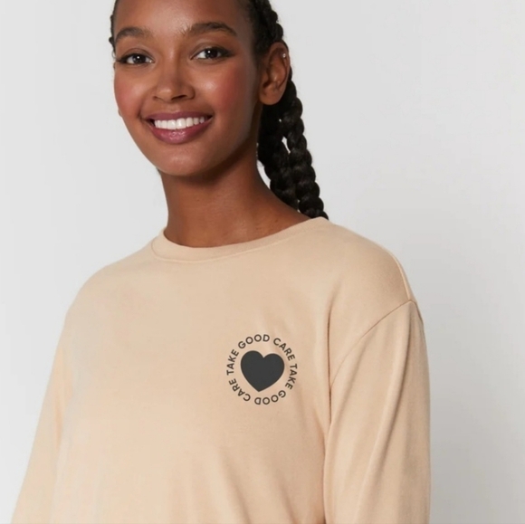 Spiritual Gangster Take Good Care Vintage Terry Crop Sweatshirt- NWT Med… - Picture 2 of 8